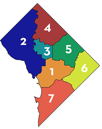 Map of Police Districts in DC